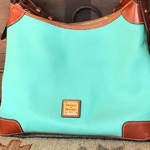 Dooney & Bourke Aqua and Brown Leather Bag